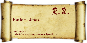 Roder Uros névjegykártya